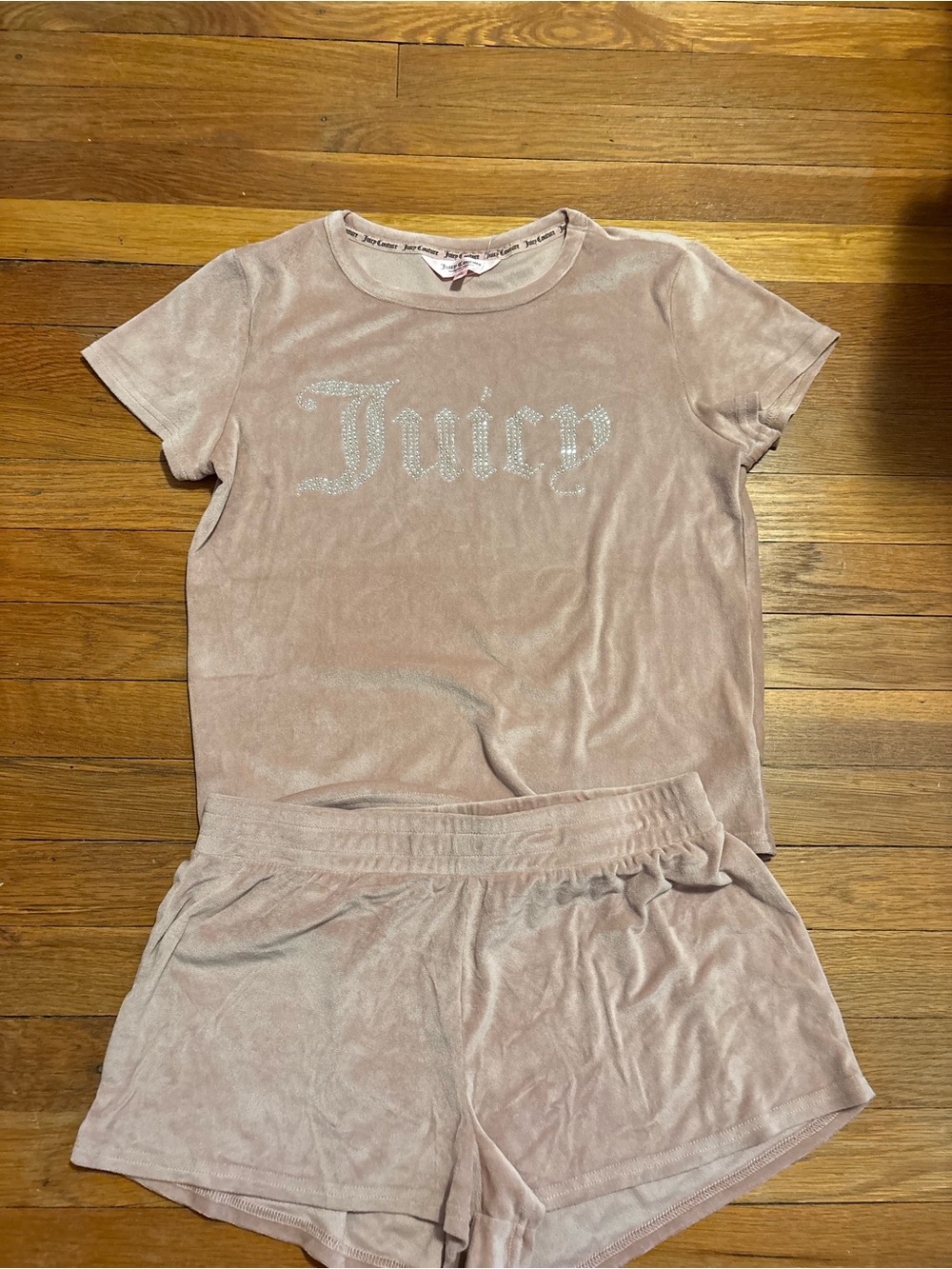 Juicy Couture Blush Velour Tee & Shorts Set